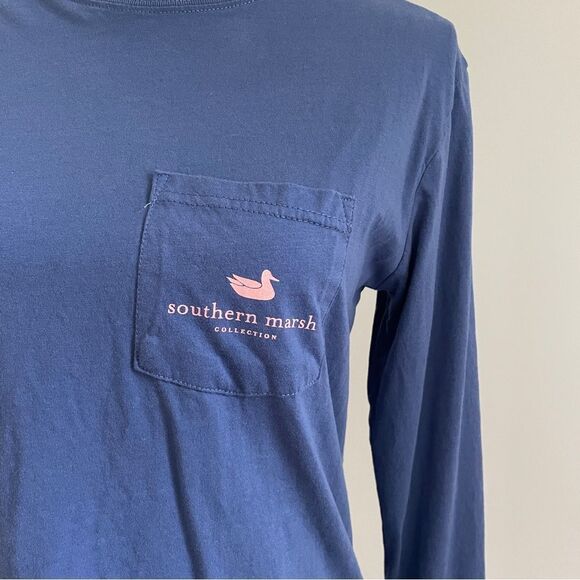 Southern Marsh Blue size Large T-Shirt Paper Mountains Long Sleeve Kid’s Unisex - Picture 4 of 7